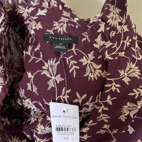 NWT Ann Taylor Embroidered Ruffle Button Top XS - Picture 5 of 6